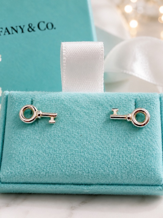 Tiffany & Co. Jewelry - Tiffany & Co Key Earrings Sterling Silver Excellent Condition with box and pouch